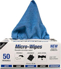 Eurow 200GSM Microfiber Cleaning and Drying Cloths with Dispenser Box Reusable Streak-Free Scratch-Free Ultra Absorbent Edgeless for All Surface Types 12x12in 50-Pack Blue