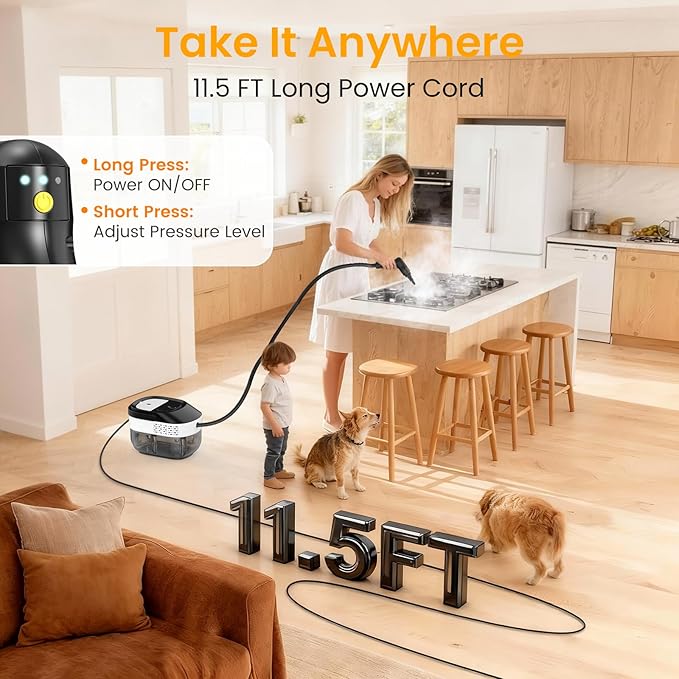 Steam Cleaner 1.6L Adjustable Pressurized Steamer for cleaning 15s Heat-Up 2500W Handheld Steamer Cleaning for Home|Car|Tile|Floor Multi-Surface Cleaning Machine with 22pcs Accessories