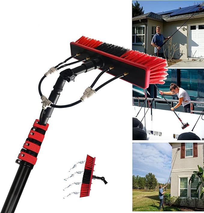Glass Cleaning Brush Household Water Supply Telescopic Pole Kit Solar Panel Rotating Brush Solar Photovoltaic Panels12ft Window Cleaning Water Fed Pole with Photovoltaic Panel Cle