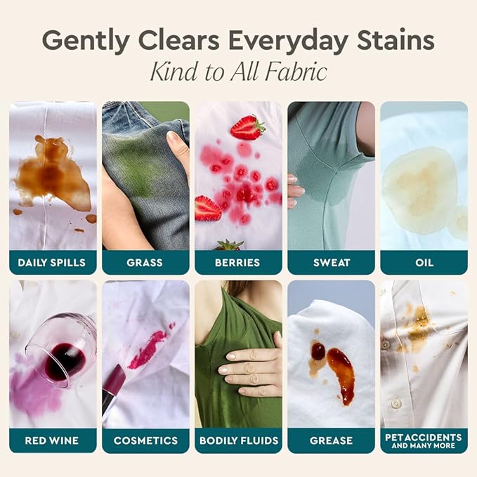 Puracy Clean Can Laundry Stain Remover - Fabric Stain Remover for Clothes Laundry - Stain Treater - Active Enzyme Laundry Stain Remover Spray - Spot Remover for Clothes (3 Pack Refill Free &amp Clea