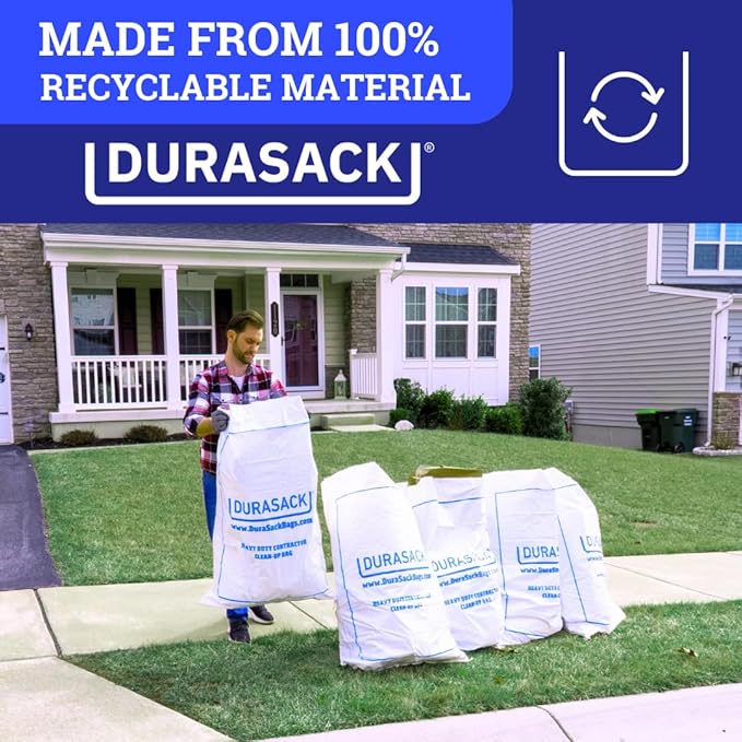 DURASACK Contractor Bags Heavy Duty 40-Gallon Reusable White Woven Polypropylene Contractor Garbage Bags Pack of 20