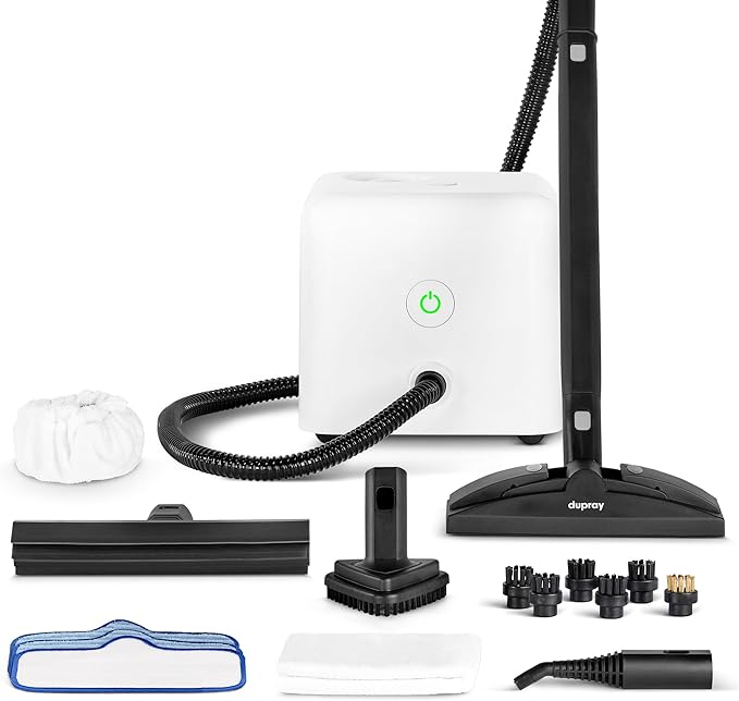 Dupray Neat Steam Cleaner with 17-Piece Kit - Powerful Chemical-Free Cleaning for Floors Cars Tiles Upholstery Kitchen Bathroom Grout Carpets &amp More - Kills up to 99.9% of Bacteria &amp Vi