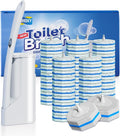 Disposable Toilet Brush Cleaning System with 50pcs Refills Pads Replacement Heads Toilet Cleaning Stick Wall Mounted Toliet Wand Kit Bathroom Maintenance Toilet Bowl Cleaner Wands Holder and Set