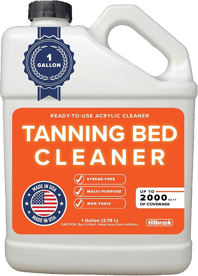Tanning Bed Cleaner Acrylic Cleaner for Indoor Tanning Beds - Up to 2000 sq ft of Coverage - 1 Gallon Universal Streak-free Professional Cleaning Solution for All Non-Porous Surfaces