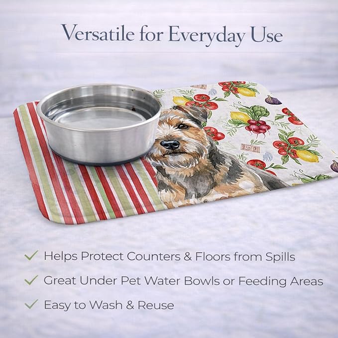 Caroline's Treasures Grizzle and Tan Norfolk Terrier Vegetables Dish Drying Mat Absorbent Dish Drying Mat Pad for Kitchen Counter Dish Drainer Mat for Countertop 14 x 21 Multicolor