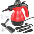 COSTWAY Handheld Steam Cleaner 1050W Portable Household Steamer with 9 Accessories 12 oz Water Tank Multipurpose Pressurized Steam Cleaning Machine for Floor Window Grease Grime (Red)