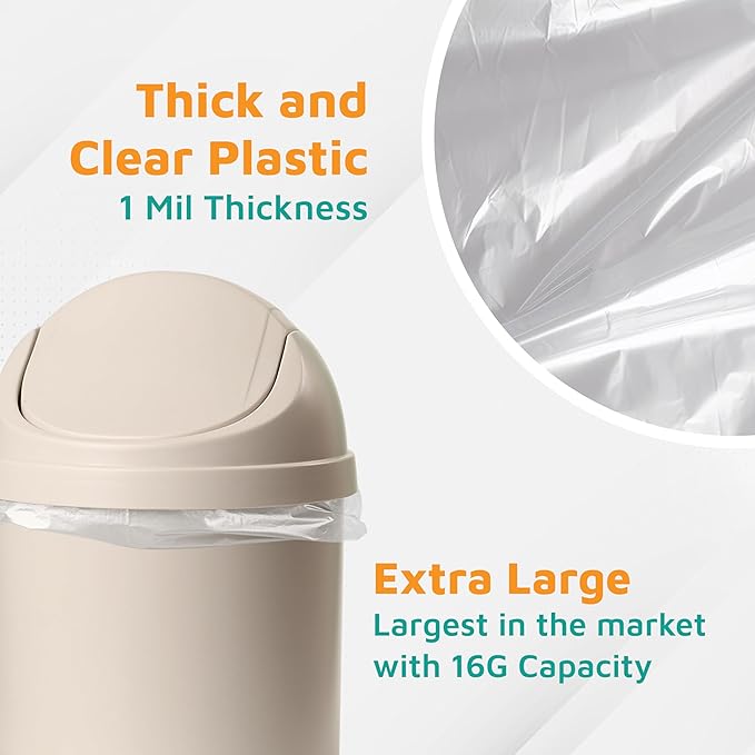 PlasticMill Heavy Duty Trash Bags - Clear Garbage Bags - Plastic Trash Bags - Kitchen Bathroom Office Garbage Bags Trash Can Liners - 12-16 Gallon 1 Mil 24x31 (250-Count)