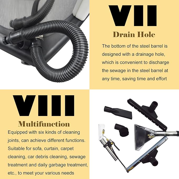 INTBUYING Carpet Cleaning Machine 80L/21Gal Carpet Extractor Multifunctional Wet and Dry Vacuum Cleaner 3 in 1 Stainless Steel Portable Upholstery Cleaner Sofa Curtain Cleaning Machine 2000W 110V