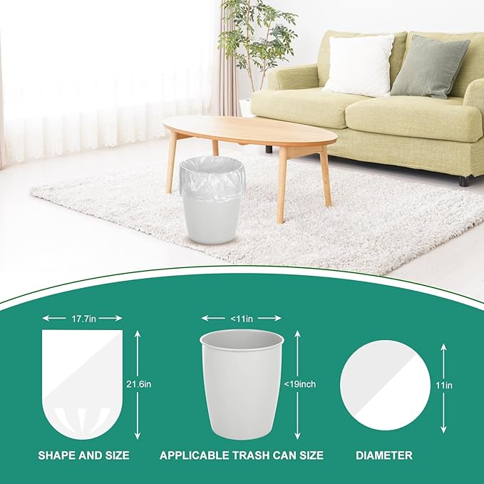 Magesh 4-6 Gallon Trash Bag Strong Leakage-Free Small Garbage Bags Unscented Thick for Bathroom Office Kitchen Small Trash Can 15L 1000 Bags Clear