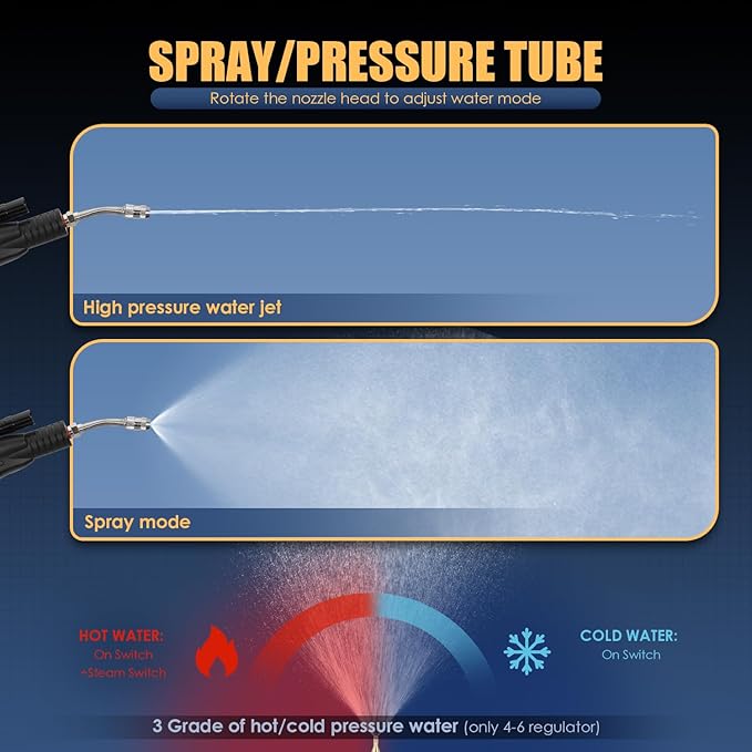 1700W Pressurized Steam CleanerHeavy Duty Portable Steamer for Car Detailing High Temp Home Use Floor Upholstery Grout 110V with 12 pcs Accessories