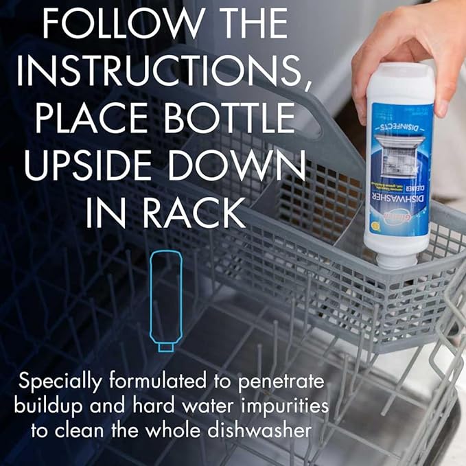 Dishwasher Cleaner Removes Limescale Rust Buildup and Grease Lemon Scent 12 Ounce Bottle 6-Pack