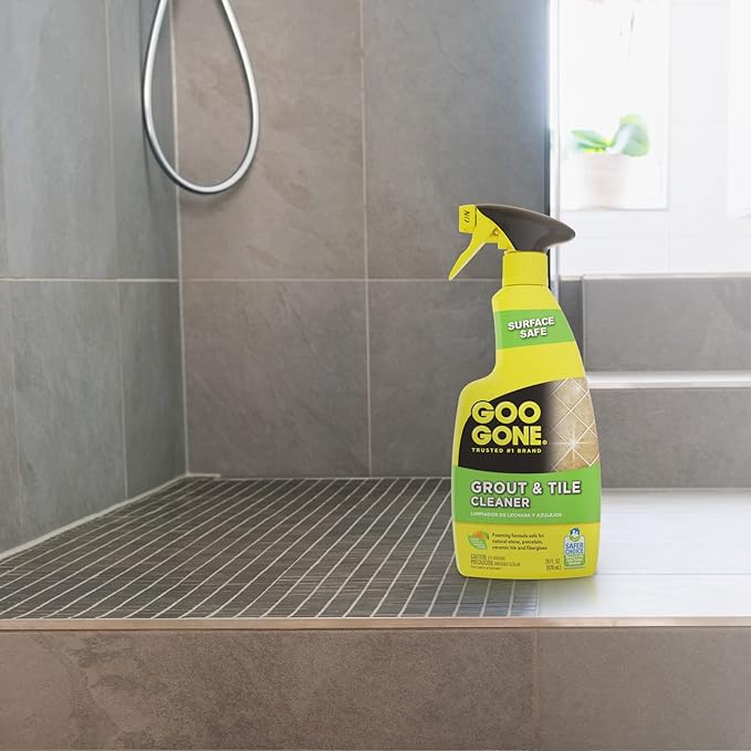 Goo Gone Grout and Tile Cleaner - 28 Ounce - Removes Tough Stains Dirt Caused by Mold Mildew Soap Scum and Hard Water Staining - Safe on Tile Ceramic Porcelain pack of 2