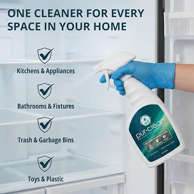 EvaClean PurClean All Purpose Cleaner – Ready to Use 2-Pack Spray Bottles 32 FL Oz. Each Biodegradable Degreaser For Hospitals Hotels Schools Daily Use Mop Spray Wash Lemon Scent