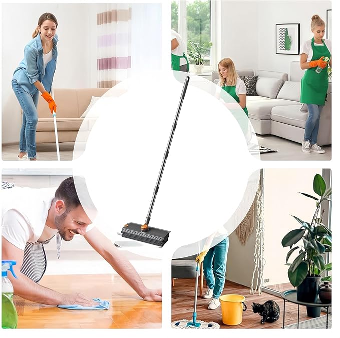 Floor Scrub Brush - Extendable Pole Washing Device Manual Home Scrubber | Bathroom Scrub Brush Multifunctional Bathroom Tile Grout Washer for Kitchen Shower Patio Garage Marble Laminate