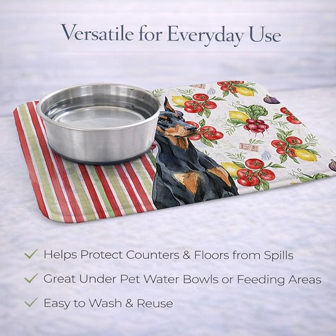 Caroline's Treasures Doberman Pinscher Vegetables Dish Drying Mat Absorbent Dish Drying Mat Pad for Kitchen Counter Dish Drainer Mat for Countertop 14 x 21 Multicolor