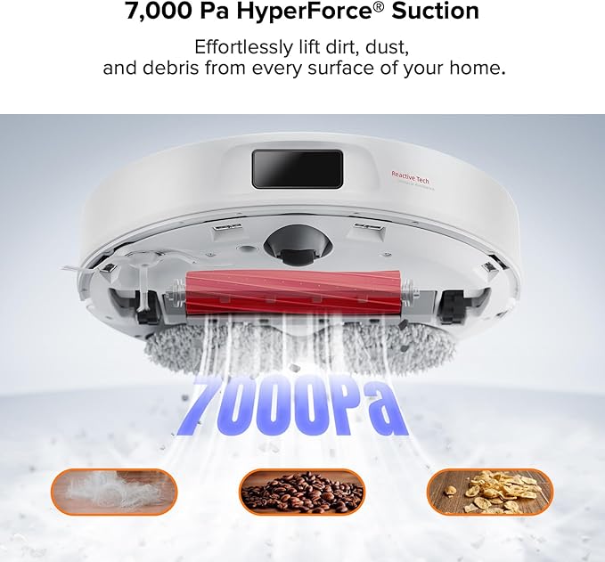 roborock Qrevo Pro Robot Vacuum and Mop with FlexiArm Design Edge Mopping Dynamic Hot Water Mop Washing and Auto Mop Drying Intelligent Dirt Detection 7000 Pa Suction Ideal for Carpets