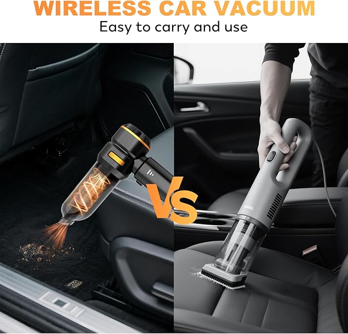 Handheld Car Vacuum Cordless 22000PA Strong Suction Mini Vacuum Cleaner with Brushless Motor 4-in-1 Portable Vacuum for Car Detailing Home Office &amp Travel Black Golden