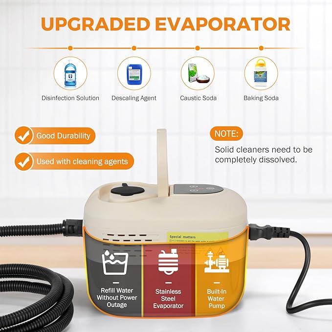 BEAMNOVA Car Steamer Steam Cleaner for Auto Detailing 1.2L (41oz) Water Container Handheld Steam Machine for Cleaning Portable High Pressure Multipurpose Steam Gun Color Ivory