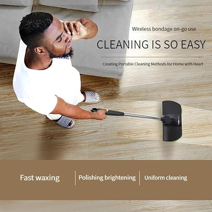 Electric Spin Mop Cordless Floor Scrubber &amp Polisher Powerful Dual Motor Cleaner for Home Kitchen Lightweight Handheld Design Adjustable Extension HandleIncludes 6 PCS Cleaning Cloths