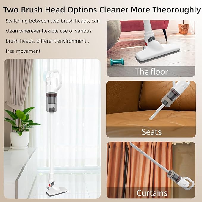 Cordless Vacuum Cleaner Handheld Stick Small Lightweight Vacuum for Home Pet Hair Hardwood Floor Cat Litter Area Rug Cleaning