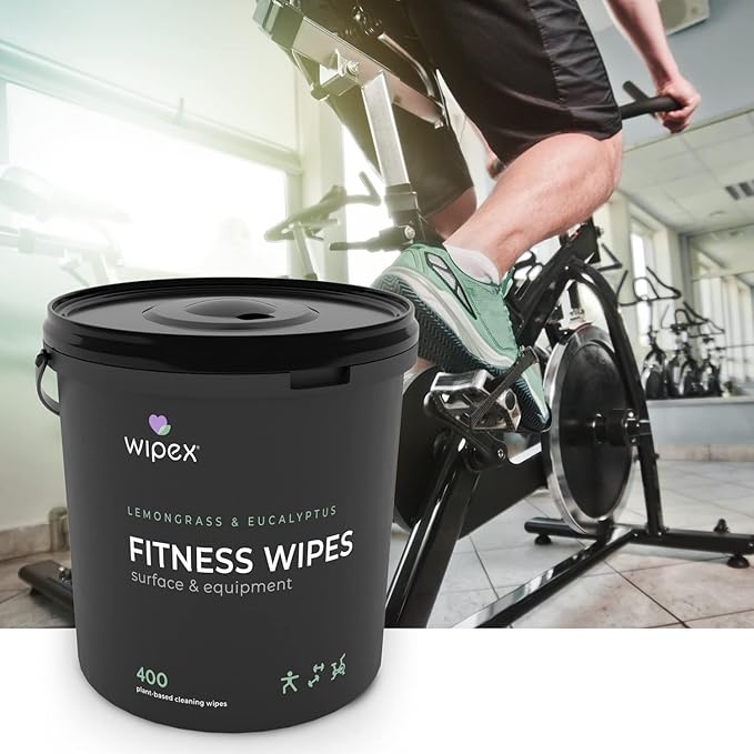 Wipex Gym Cleaning Wipes Bundle - Get 3 Buckets (1) Lavender (1) Lemongrass Plant-Based Fitness Equipment Wipes and (1) Sanitizing BZK Bucket for Hands Use at home or Gym 400 Count (Pack of 3)