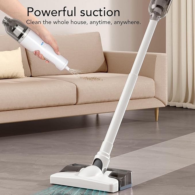 Topyond Cordless Stick Vacuum Cleaner 120W High Power 10KPA SuctionPortable and Rechargeablefor Home and CarPowerful Cleaning Performance