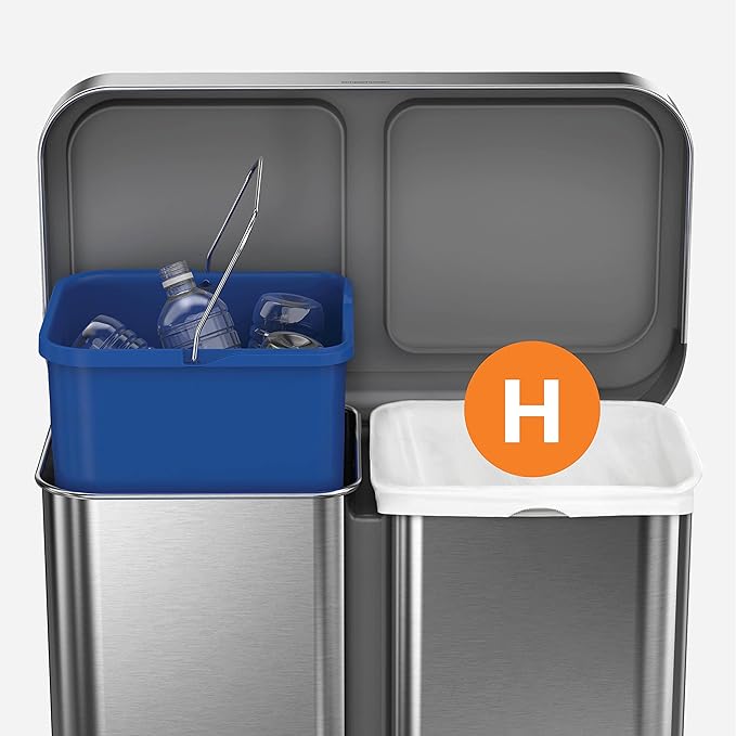simplehuman Code H 100 Count Dispenser Pack Custom Fit Liners Drawstring Trash Bags 30-35 Liter / 8-9 Gallon White