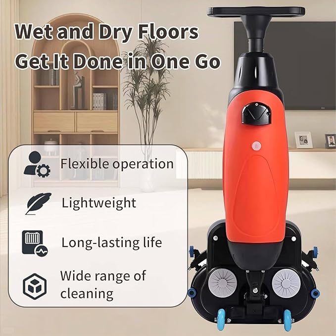 Carpet Cleaning Machine and Floor Scrubber 360 RPM Dual-Brush Rotary Floor Washer Cordless Design Mini Floor Cleaner 13000 ft²/h Efficient Cleaning for Commercial Spaces Schools Offices White