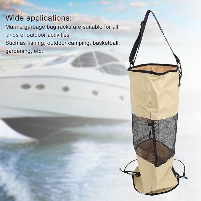 Boat Trash Bag Reusable Nylon Mesh with Lanyard Portable Garbage Container for Boat Storage Accessories Ideal for Outdoor and Seaside Use