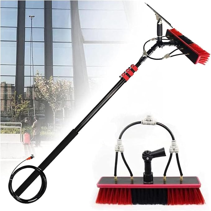 Glass Cleaning Brush Home Water Fed Telescopic Pole Kit Solar Panel Brush Rotating for Photovoltaic PanelTelescopic Brush Cleaning Kit 3.611m Extension Pole for Hydrocleaning Solar Panels W