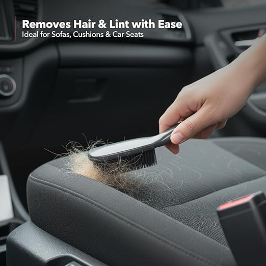 OVENTE Carpet Rake Rubber Broom for Pet Hair Removal with Squeegee Detailing Lint Fur Remover Brush Dustpan and 50” Handle Cleaning Tools Set for Rug Hardwood Floor Tile and Window Grey CT2504GY