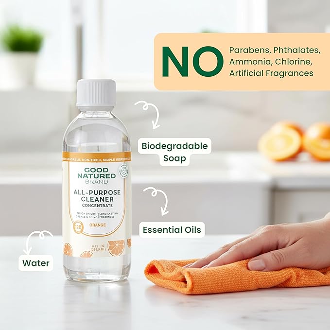 Good Natured Brand | Carpet Deodorizer 31 oz Orange &amp All-Purpose Cleaner Concentrate 8 oz Orange