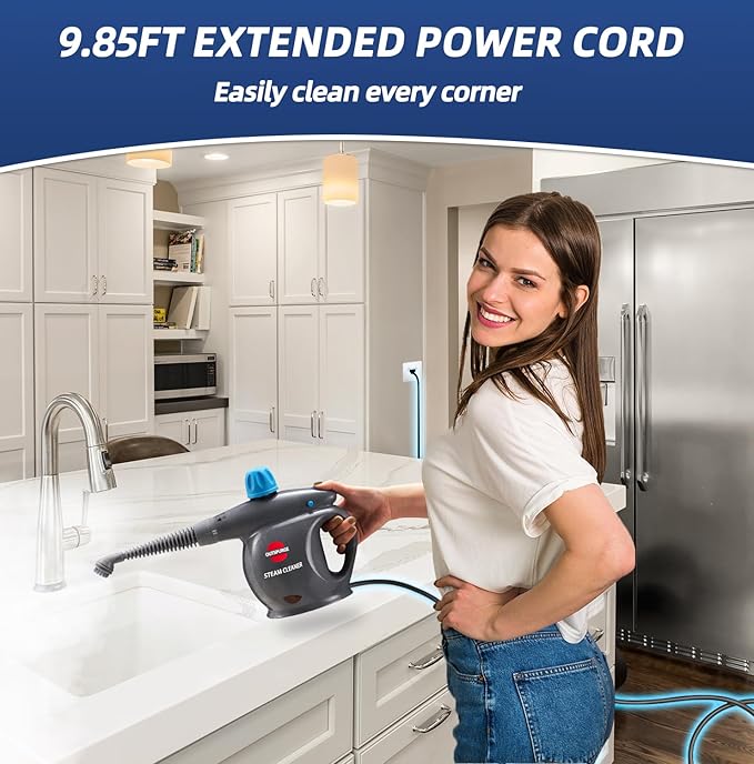 Handheld Steam Cleaner Pressurized Multi-Surface Steam Shot with 13 Accessories Safety Lock Steamer for Cleaning Floor Upholstery Grout Windows Couch and Car Grey
