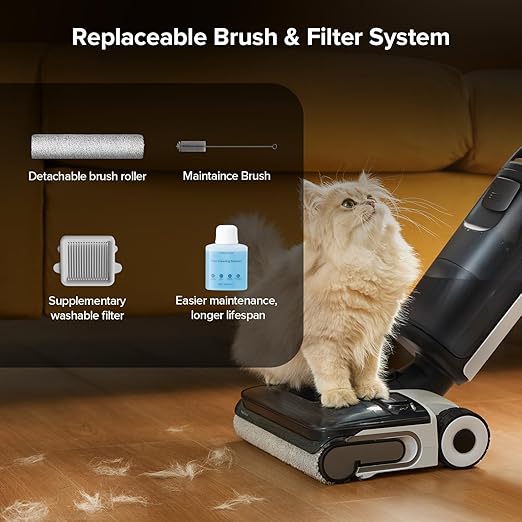 roborock F25 ALT Vacuum Mop Wet Dry Vacuum Cleaner Cordless Hard Floor Cleaner Machine with AI Assistant Wheels 180° Lie-Flat 194°F Hot Air Flash Drying &amp Self Cleaning Electric Mop