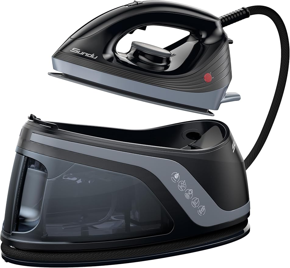 Sundu Steamer Iron1600W Steam Station Professional Steam For Clothes with 44 oz Tank 400 microsteam holes Built-In Pump Ceramic baseplateIron Lock For Easy Carry