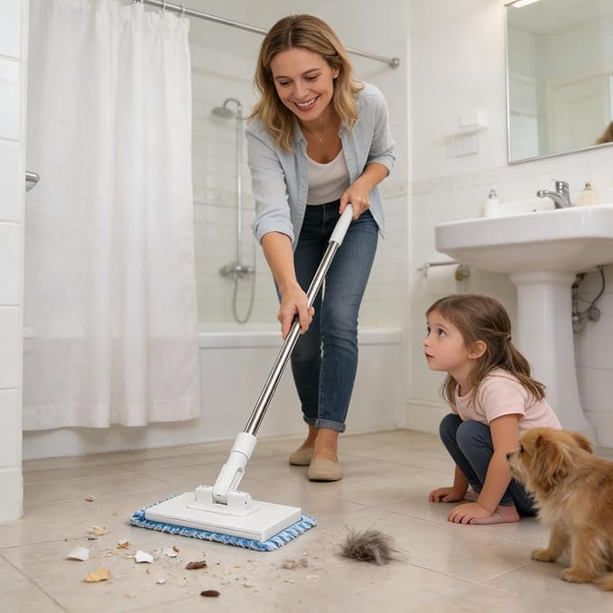 Floor MopNo-Wash Detachable Retractable | Zero Waste Cleaning Lazy Mop - for Home Office Apartment Bedroom Kitchen Tiles Glass Wood Baseboard