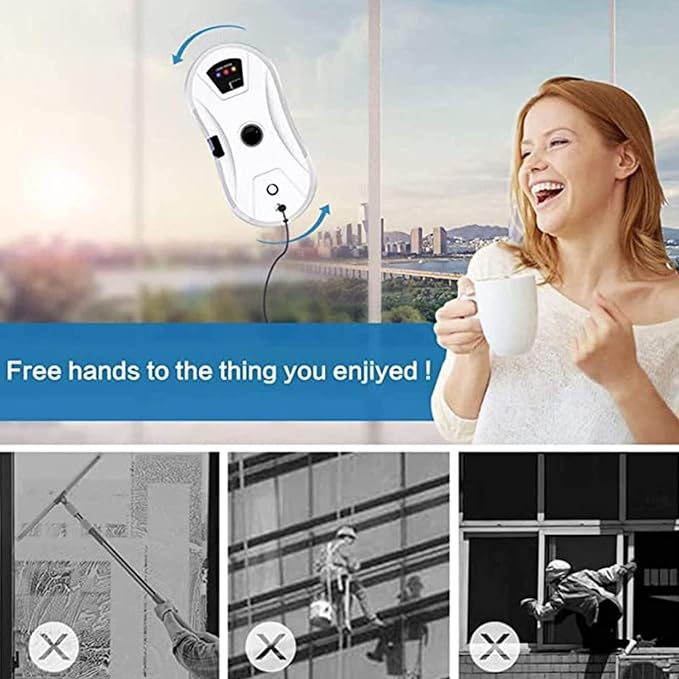 Smart Window Cleaner with Automatic Water Spray AI Navigation Safety Protection Brushless Motor for High-Efficiency Cleaning