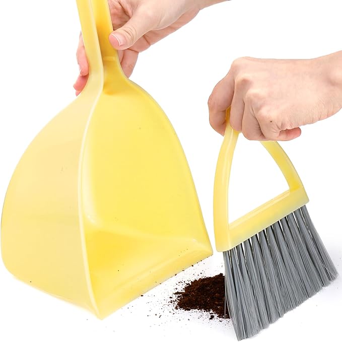 Nicunom Set of 4 Mini Broom with Dustpan for Kids Children Broom and Dustpan Set Cleaning Set Boys Girls Little Housekeeping Helper Set for Kitchen Bathroom Pet