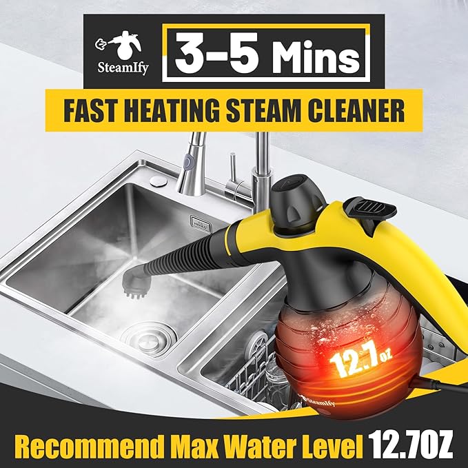 Pressurized Handheld Steam Cleaner with 10pcs Accessories &amp Safety Lock Multi-Purpose &amp Powerful Home Use Steamer for Cleaning Car Bathroom Shower Upholstery Grout Window