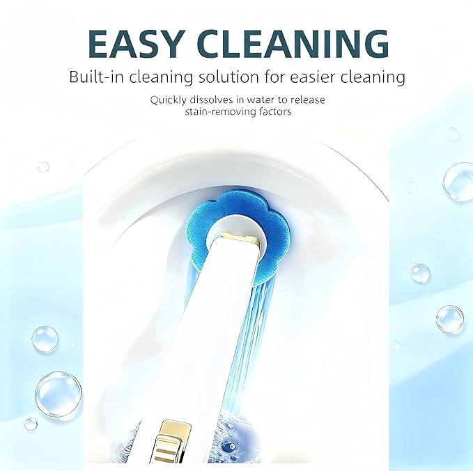 Disposable Toilet Brush and Base Set (Including 48 Replacement Heads and Base) - Wall-Mounted Design with Ergonomic Grip for Bathrooms Toilets and RVs.