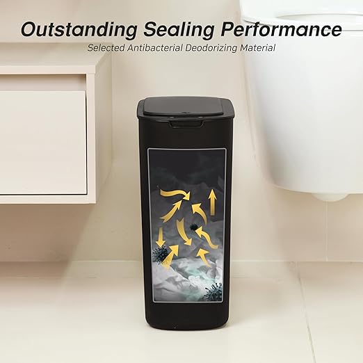 Automatic Bathroom Garbage Bin with Lid 5 Gallon Touchless Trash Bin Smart Electric Narrow Waterproof Trash Can for Toilet Office Kitchen Bedroom Living Room