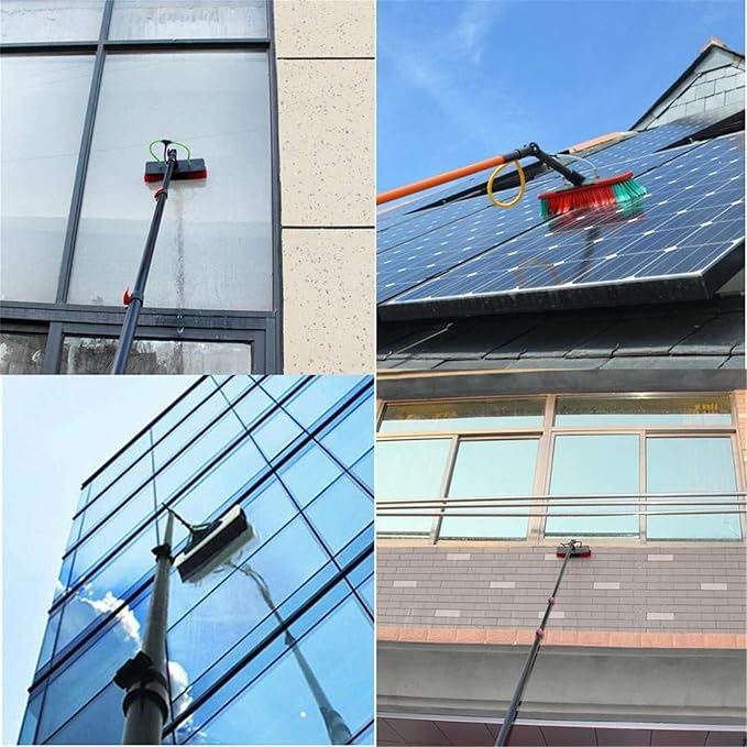 Water Fed Pole Kit Window and Solar Cleaning Pole Water Fed Telescopic Brush Window and Solar Panel Cleaning System Windows Cleaning (10.8m/36ft)