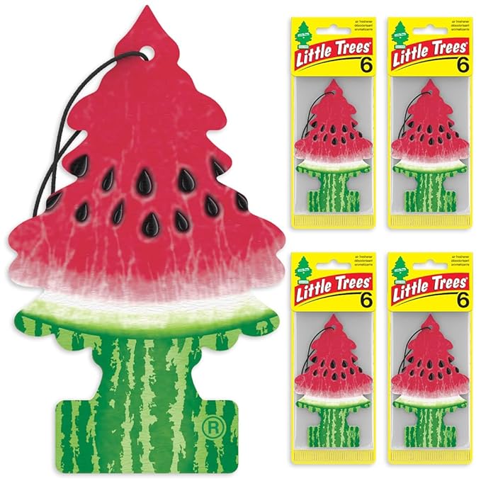 LITTLE TREES Car Air Freshener | Hanging Tree Provides Long Lasting Scent for Auto and Home | 24 Air Fresheners |Watermelon