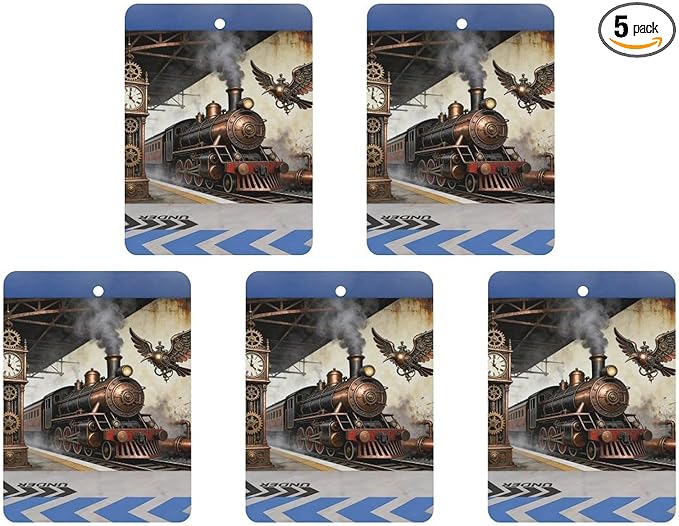 5PCS Car Air Freshener Hanging Personalized Double Sided Steampunk Express Car Fresheners Long Lasting New Cars Scents Cute Automotive Freshies for Closets Drawers (tea)