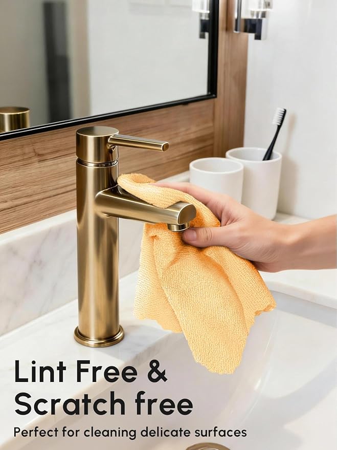 Microfiber Cleaning Cloths Roll 75 Pack Tear Away Microfiber Towels Roll 12 x 12 Lint Free Rags Reusable Cleaning Cloths Washable Scratch FreeUltra Absorbent Dish Rags(Orange)