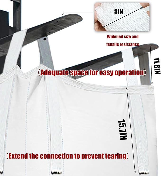10Pack Aolikebao FIBC Bulk Bag1.5 Ton Bag 39.4L x 39.4W x 39.4H3300lbs SWL Safty Factor 3:1Woven Polypropylene BagsDuffle Top Spout Bottom (10)