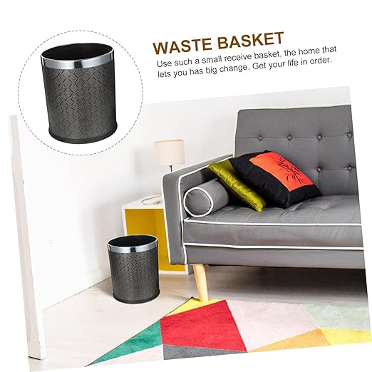 Plastic Wastebasket Round Plastic Trash Can for Home Office Bathroom Sturdy Structure Without Lid Versatile Rubbish Bin for Bedroom Kitchen Car Use