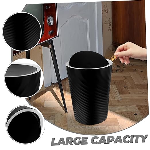 Creative Covered Trash Can Bathroom Litter Bin with Lid for Office Bedroom Living Room Sturdy Plastic Wastebasket for Home Use