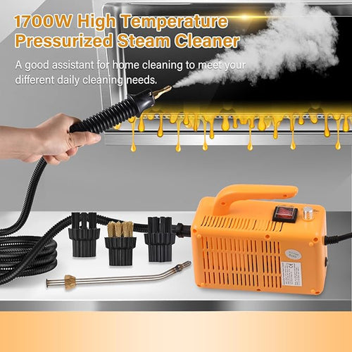 1700W High Pressure Steam Cleaner Handheld Portable Steam Cleaning Machine with 3 Brushes for Cleaning Grout Tile Car Kitchen Bathroom (Self Controlled 220V 2600W)