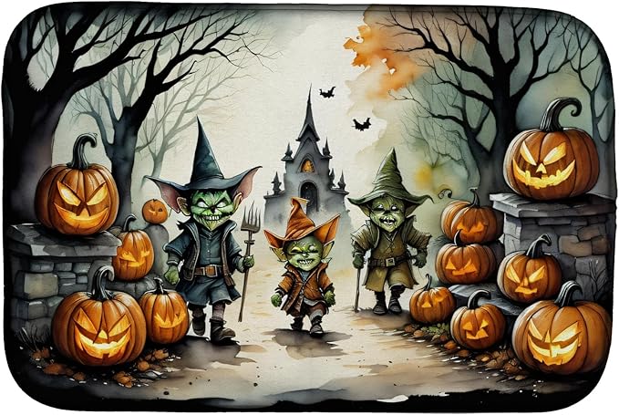 Caroline's Treasures DAC2246DDM Goblins Spooky Halloween Dish Drying Mat Absorbent Dish Drying Mat Pad for Kitchen Counter Dish Drainer Mat for Countertop 14 x 21 Multicolor